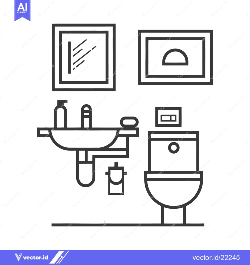 Premium Vector dari A simple black and white illustration of a bathroom interior