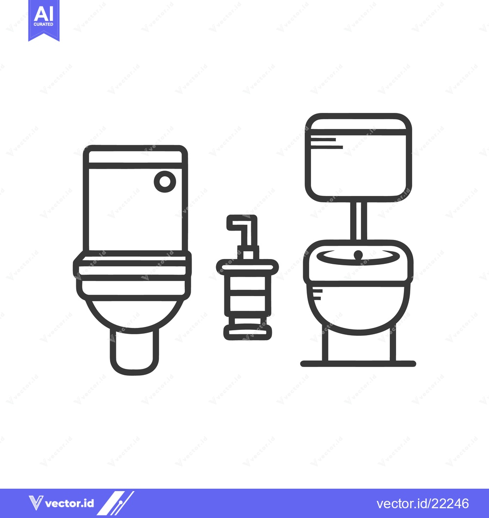 Premium Vector of Outline drawings showing different toilet types with soap dispenser