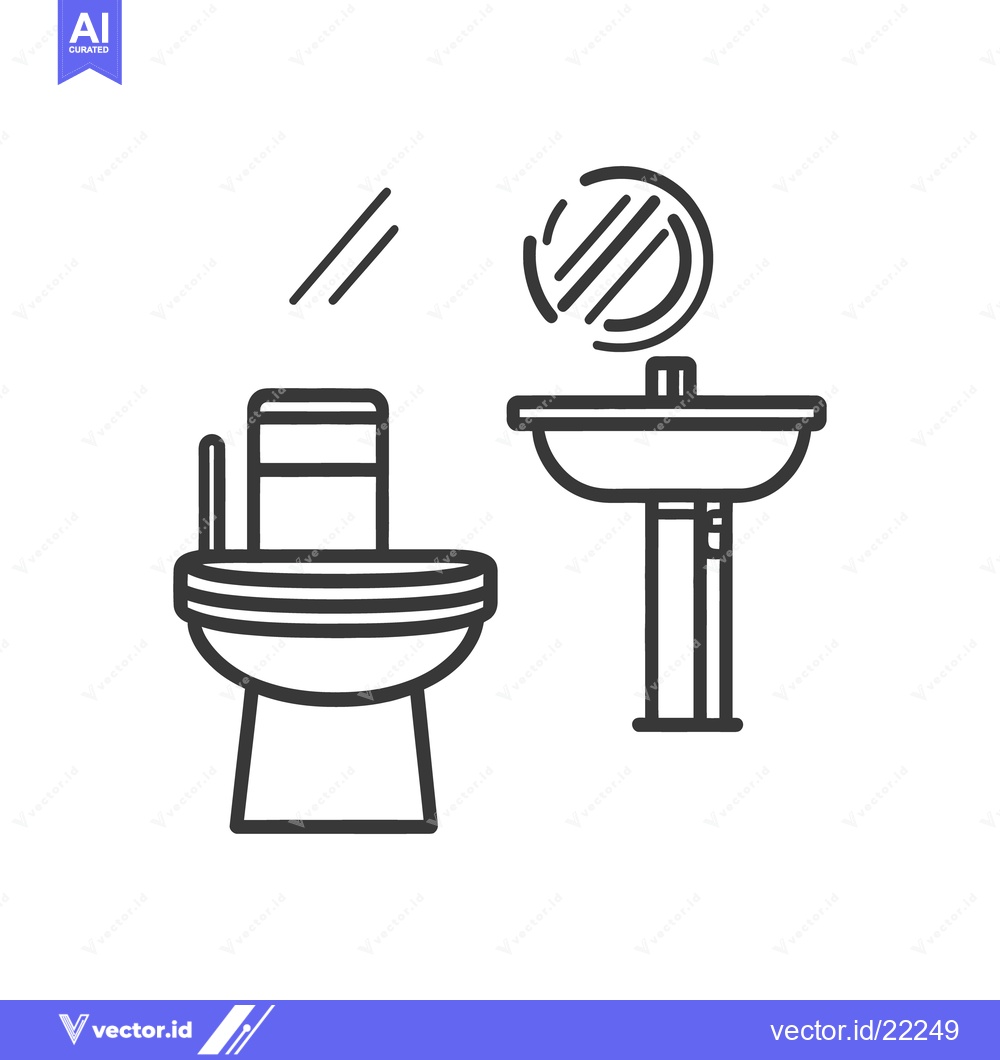 Premium Vector dari Simplified black and white illustration of bathroom fixtures arrangeme
