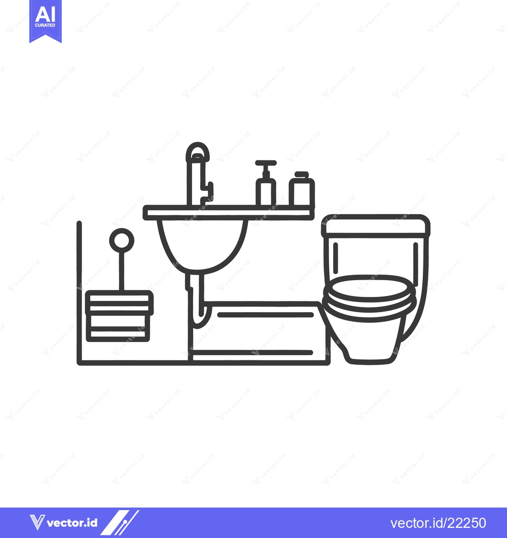 Premium Vector dari Simple bathroom illustration featuring a sink and toilet fixtures