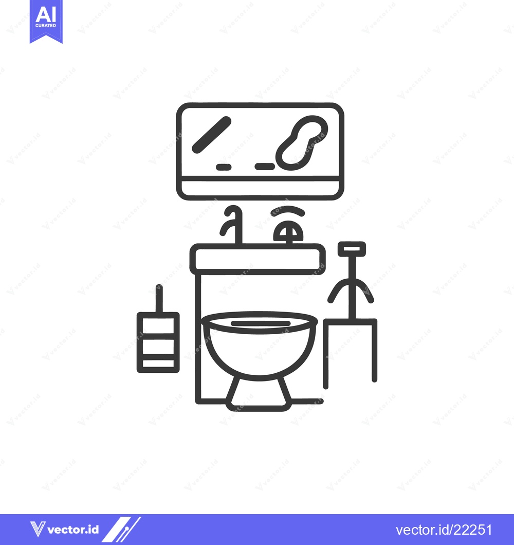 Premium Vector of A bathroom illustration with a mirror sink and toilet inside