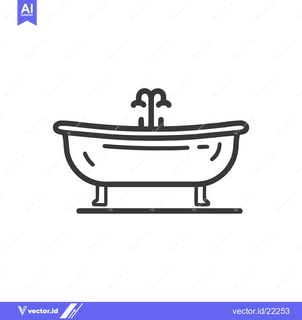 Premium Vector dari Elegant Bathtub Icon with Classic Clawfoot Design and Faucet Detail