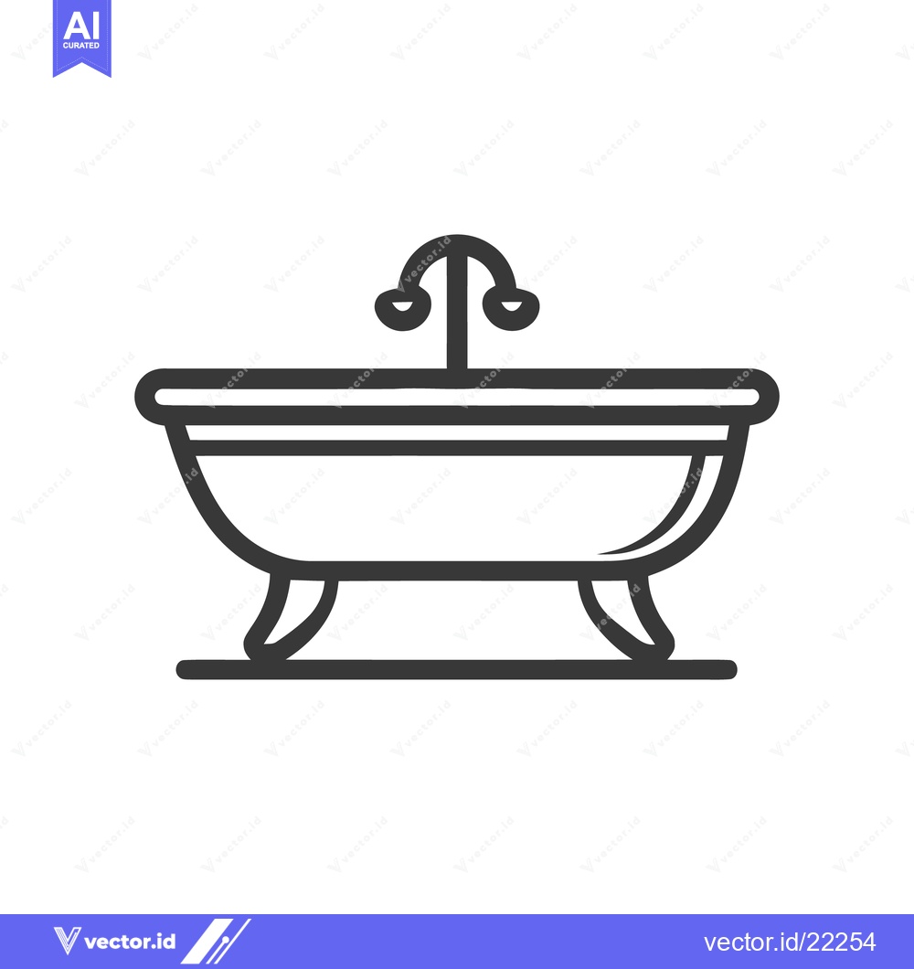 Premium Vector of Elegant Line Art Bathtub Icon: Minimalist Bathroom Fixture Illustratio