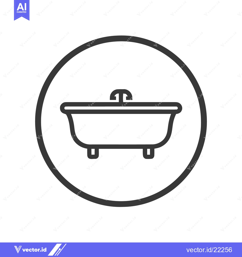 Premium Vector dari Minimalist Bathtub Icon in Circle, Clean Line Art Design, Modern Bathr