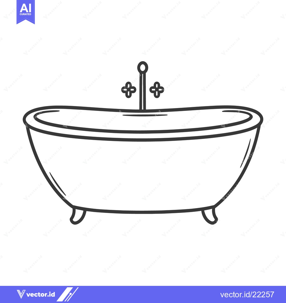 Premium Vector dari An illustration depicts a vintage clawfoot bathtub with taps