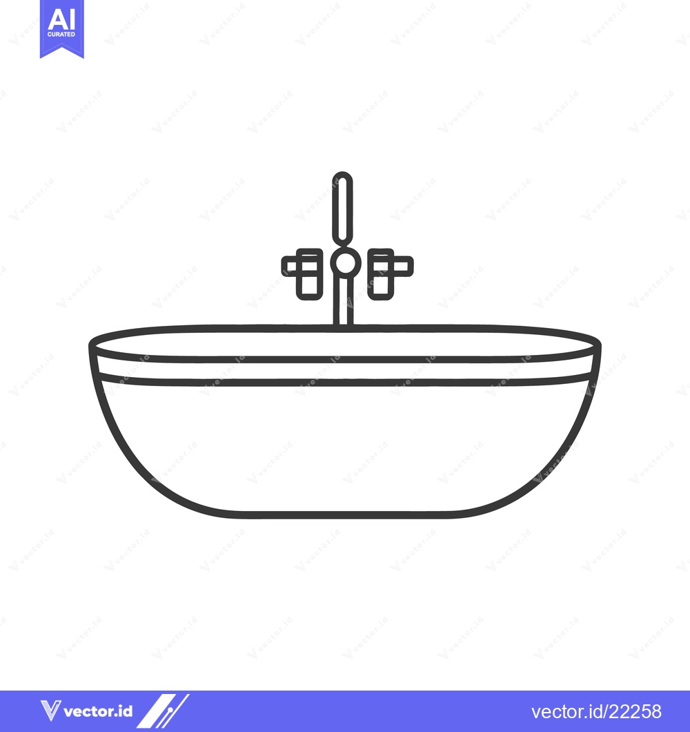 Premium Vector of A simple black line drawing of a bathroom sink and faucet