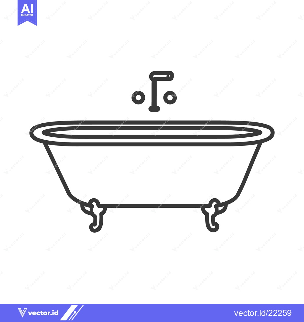 Premium Vector of A simple black and white illustration of a bathtub and faucet