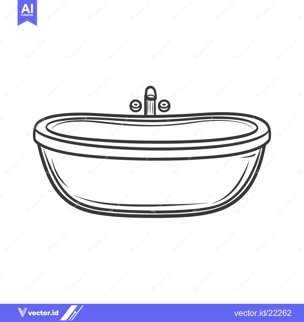 Premium Vector of A Simple Illustrated Drawing Depicting a Bathtub and Faucet