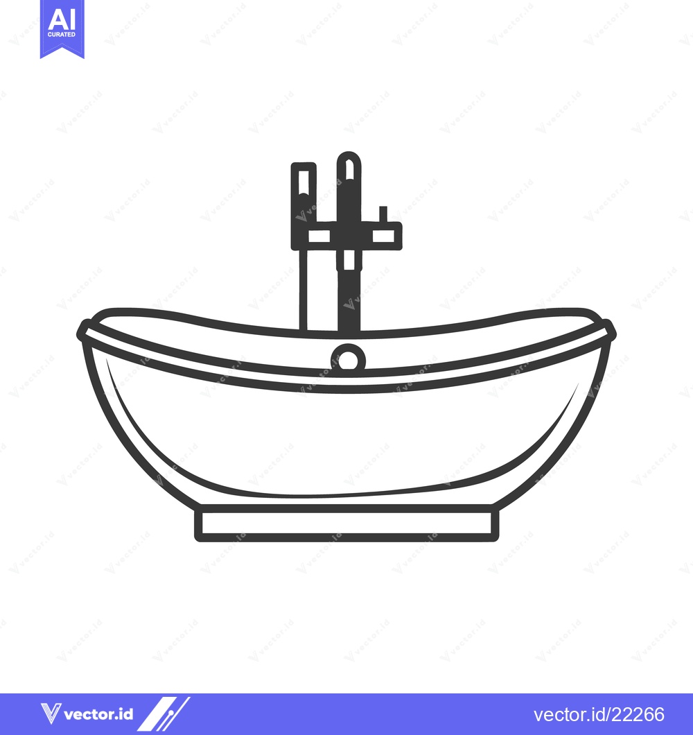 Premium Vector of A simple illustration of a bathtub with a faucet and fittings