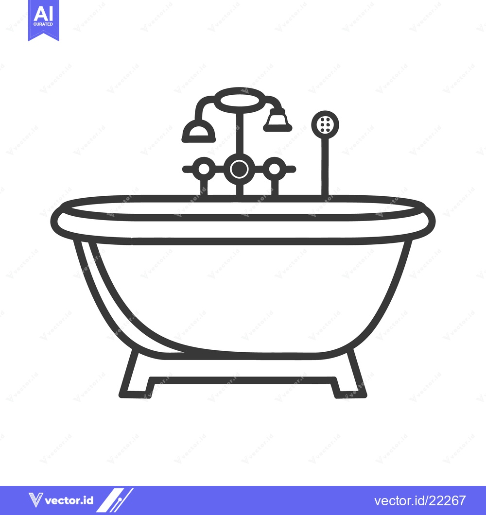 Premium Vector of A vector illustration of a decorative bathtub with fixtures