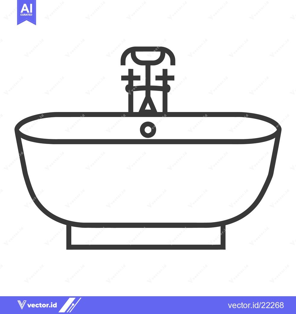 Premium Vector of A simple outline illustration of a bathroom sink with tap