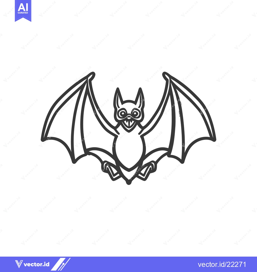 Premium Vector of A detailed outline drawing depicts a flying bat creature in midair
