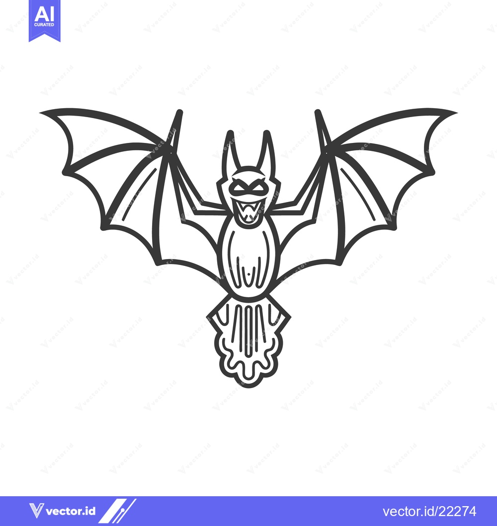 Premium Vector dari A stylized black illustration of a cartoon bat is shown