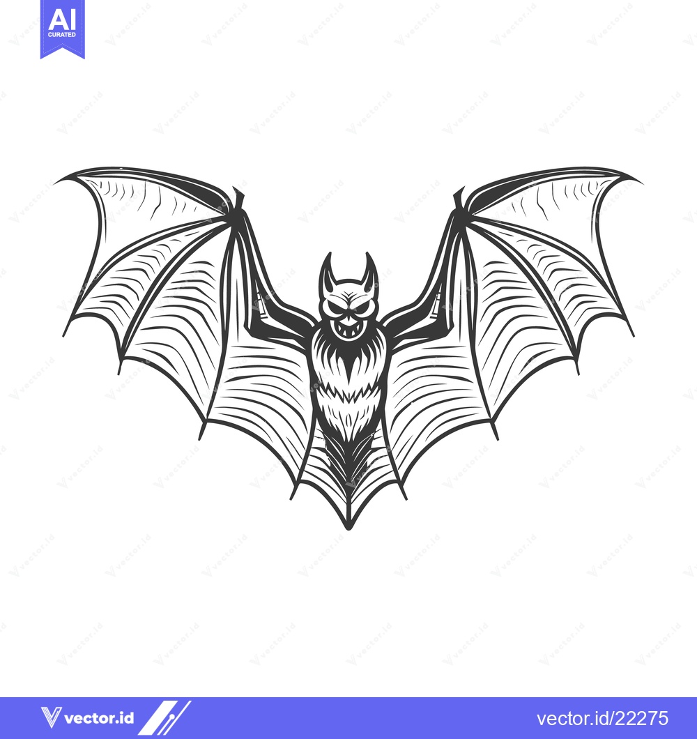 Premium Vector dari An illustration of a menacing bat with wide open wings