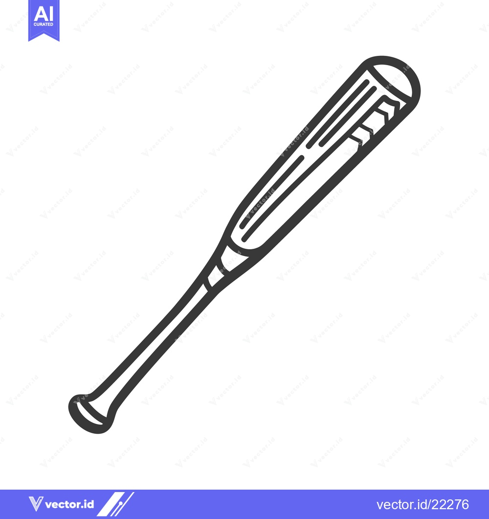 Premium Vector dari A black and white illustration of a baseball bat