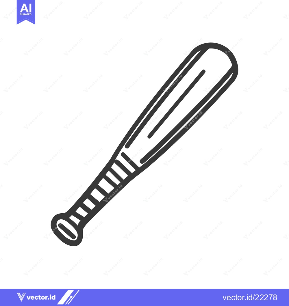 Premium Vector of A black outline image of a wooden baseball bat