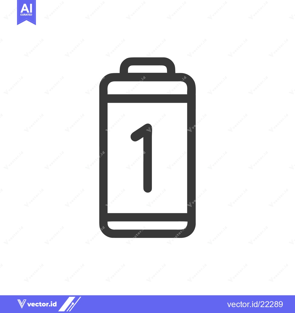Premium Vector of Simple Line Art Battery Icon with One Bar