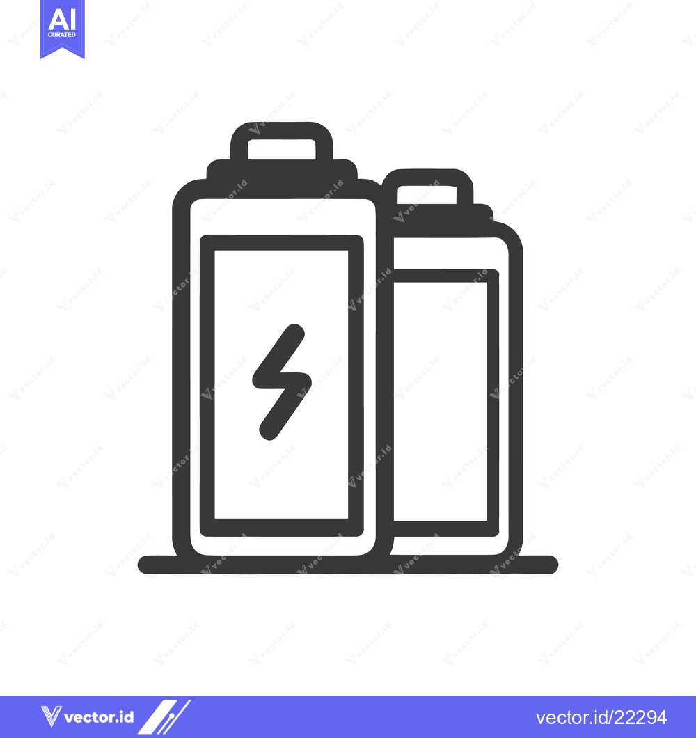 Premium Vector dari Minimalist Battery Icon Duo: Energy Symbolism in Bold Outline Design