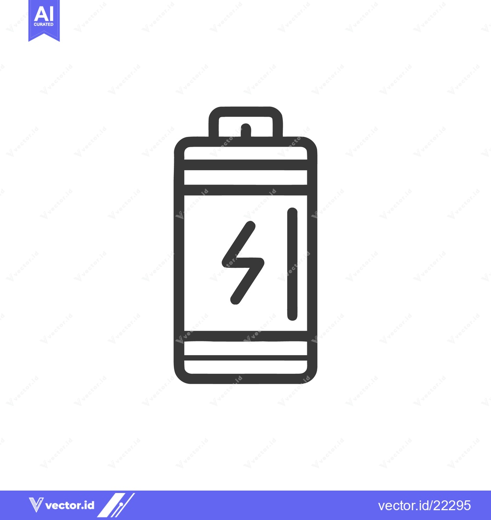 Premium Vector of Simple Line Art Illustration of a Battery with Lightning Bolt