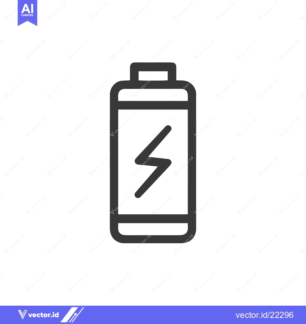 Premium Vector dari Battery Icon with Lightning Bolt, Energy Symbol, Minimalist Design