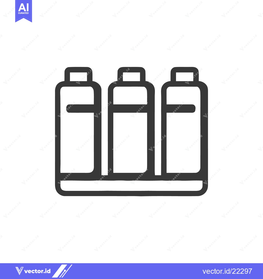 Premium Vector dari Minimalist Line Art Icon: Three Bottles on a Shelf ? Clean, Simple Des