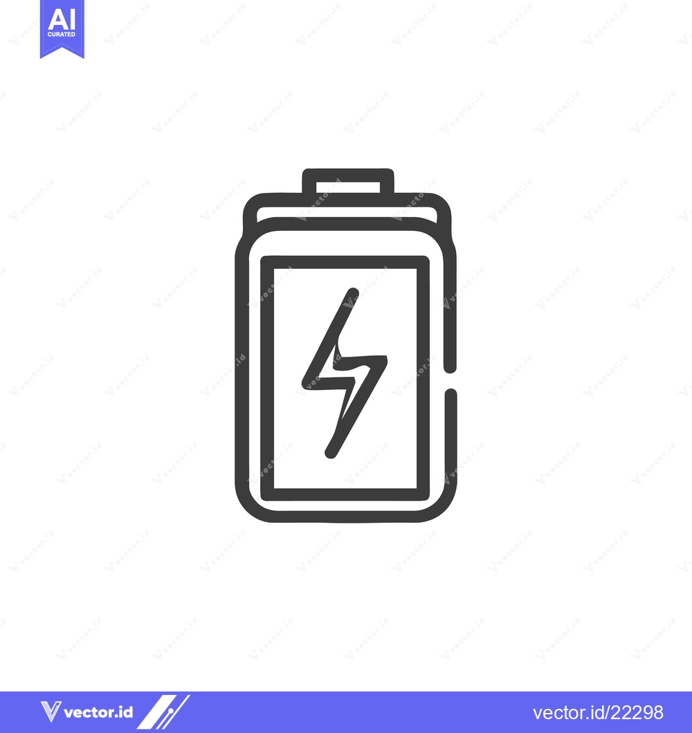 Premium Vector of Battery Charging Icon: Modern Line Art Symbol of Energy and Power