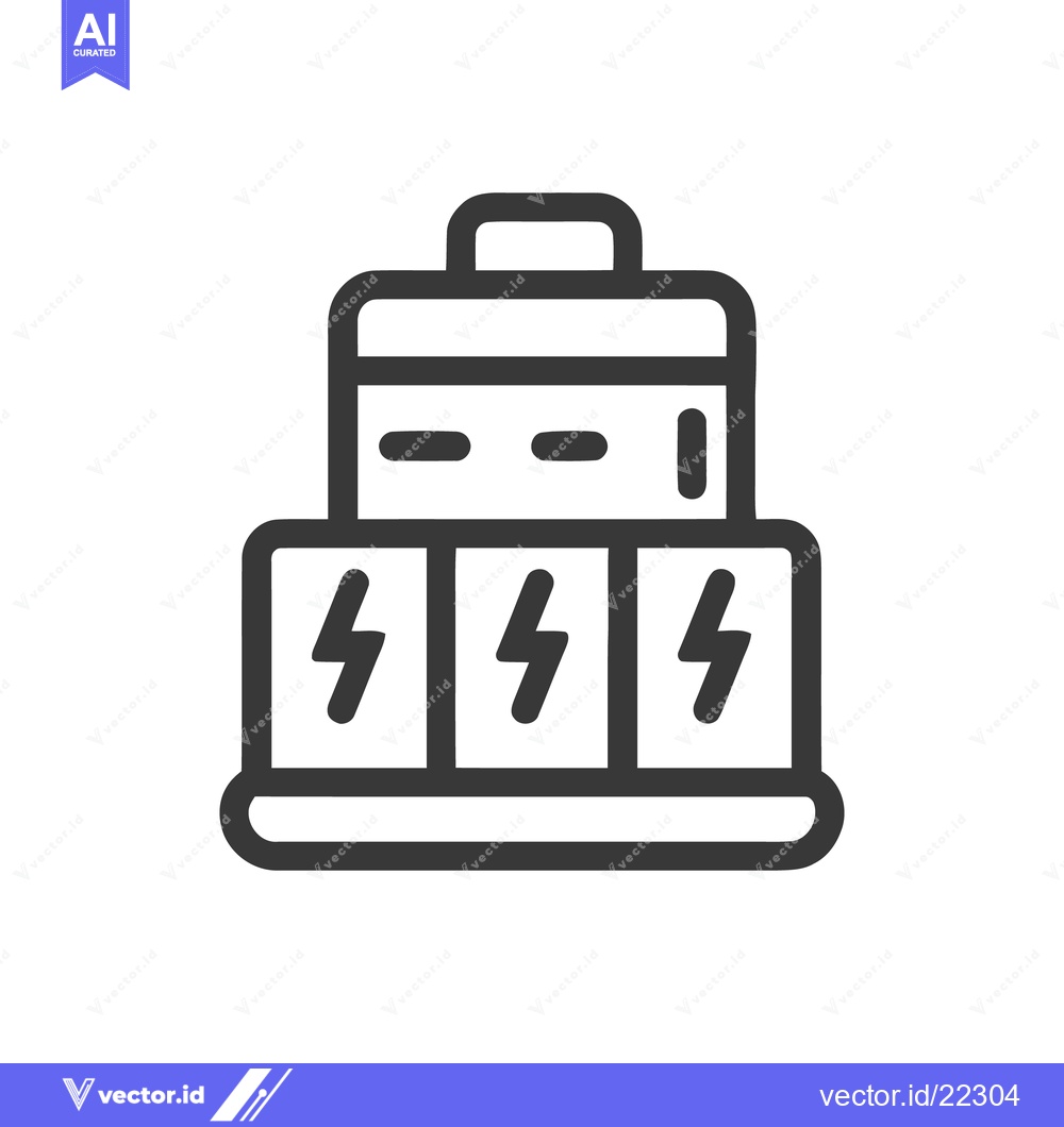 Premium Vector dari Bold Icon of Battery Pack with Lightning Bolts, Energy Storage Concept