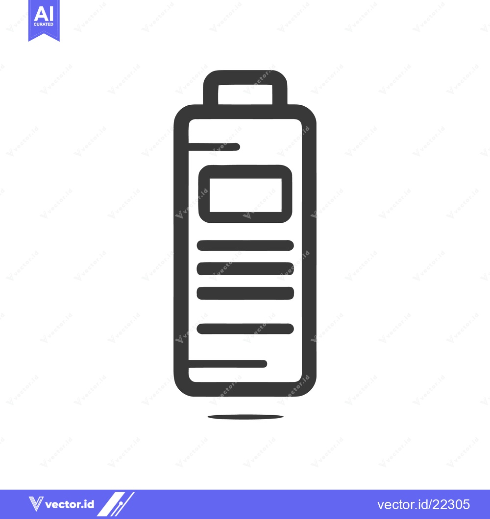 Premium Vector dari Minimalist Battery Icon with Horizontal Lines and Shadow