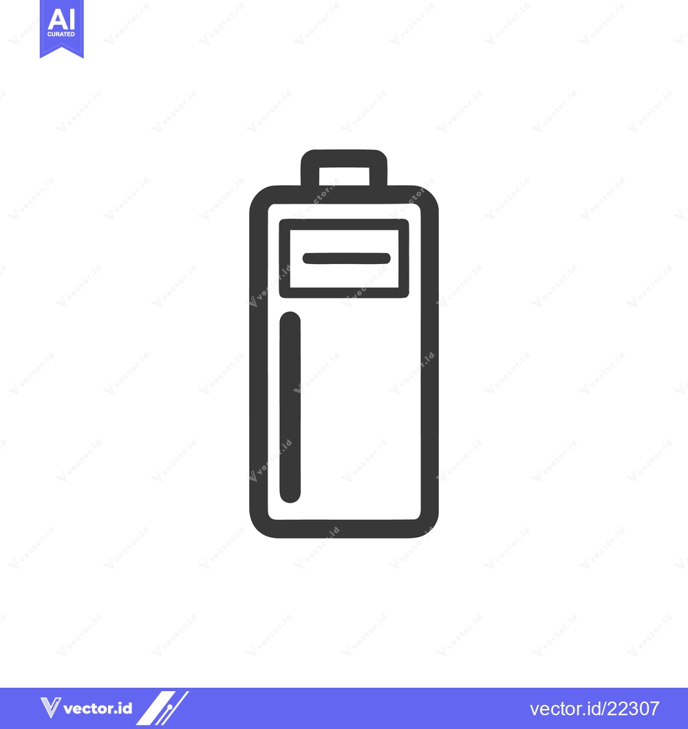 Premium Vector dari Minimalist Battery Icon: Black Outline on White Background, Simple Des