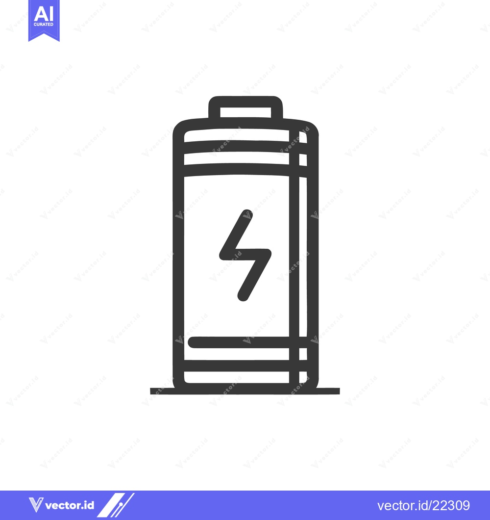 Premium Vector of Minimalist Battery Icon with Lightning Bolt Symbol on White Background