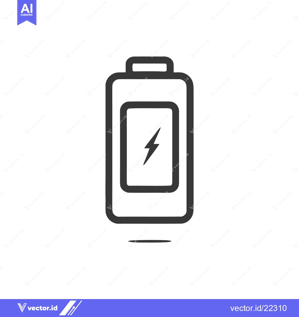 Premium Vector of Minimalist Battery Icon with Lightning Bolt Symbol, Charging Energy