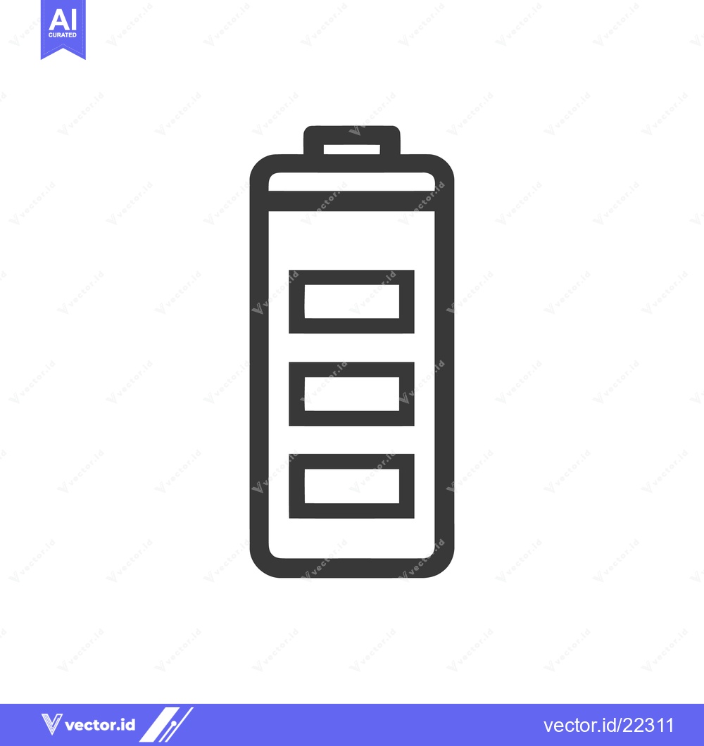 Premium Vector of Minimalist Battery Icon with Three Levels on White Background
