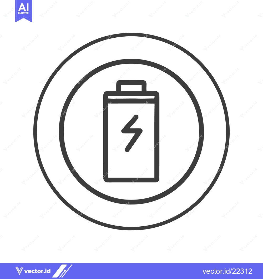 Premium Vector dari Battery Charging Icon in Circle, Minimalist Design, Energy Symbol