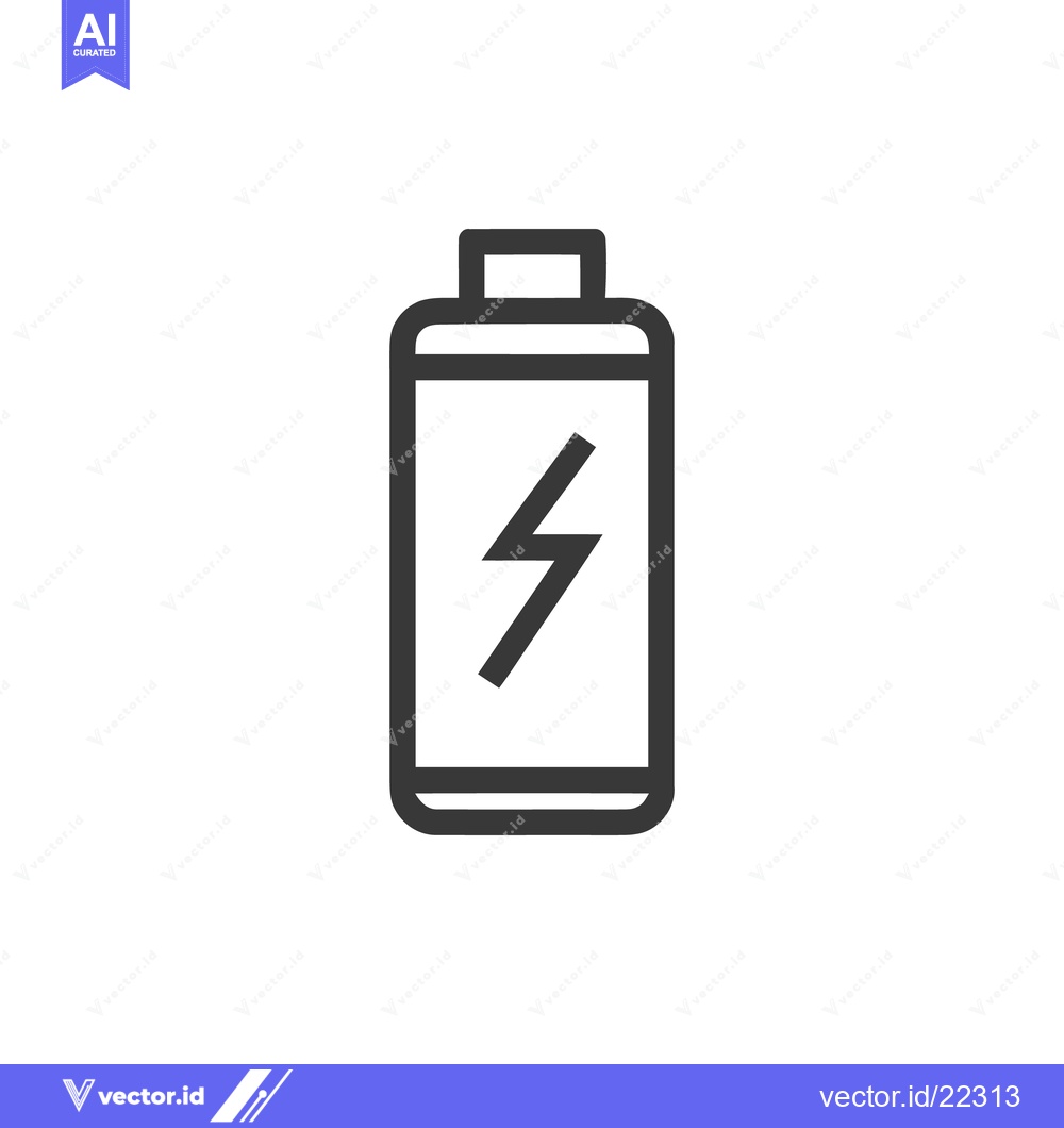 Premium Vector of Minimalist Battery Icon: Energy Power Symbol, Clean Line Art Design