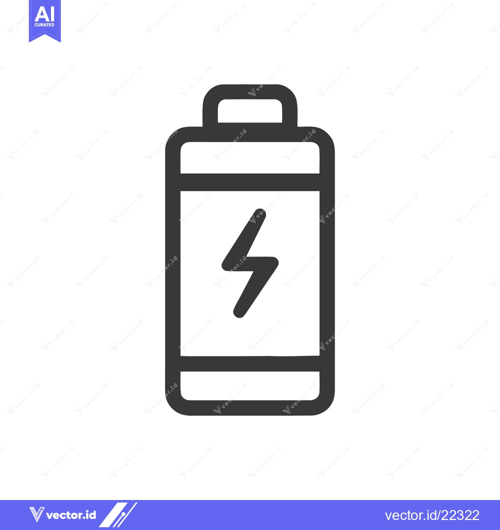 Premium Vector dari Minimalist Battery Icon with Lightning Bolt Symbol on White Background