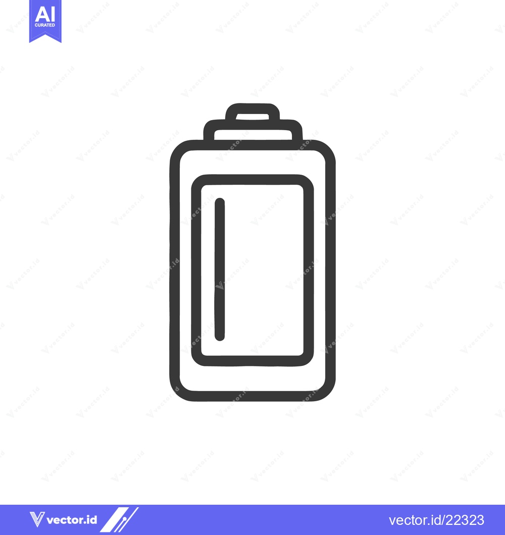 Premium Vector of Minimalist Battery Icon: Bold Outline on White Background, Energy Symb