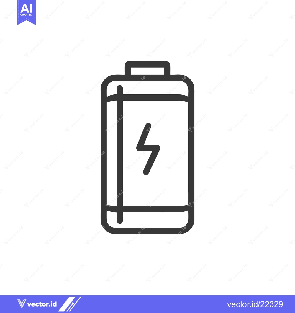 Premium Vector dari Minimalist Battery Icon with Lightning Bolt Symbol on White Background