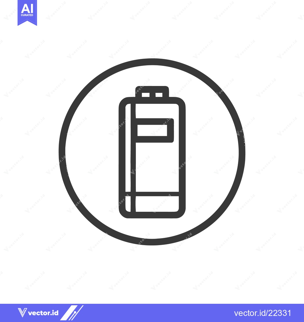 Premium Vector dari Minimalist Battery Icon in Circle, Dark Gray Outline on White Backgrou