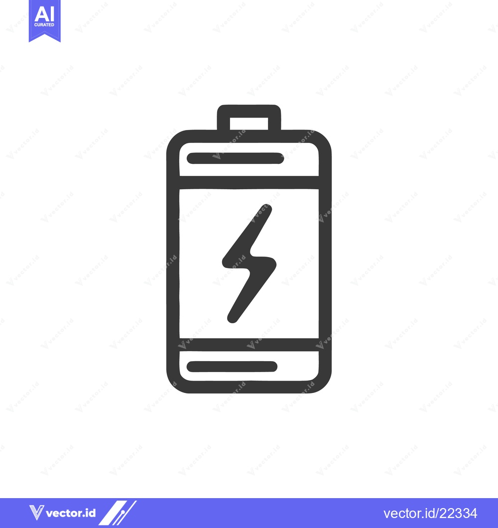 Premium Vector of Minimalist Battery Icon with Lightning Bolt Symbol, Dark Gray on White