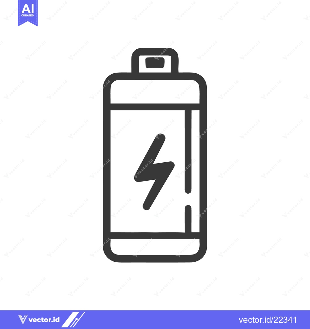 Premium Vector dari Minimalist Battery Icon with Lightning Bolt Symbol, Energy Concept