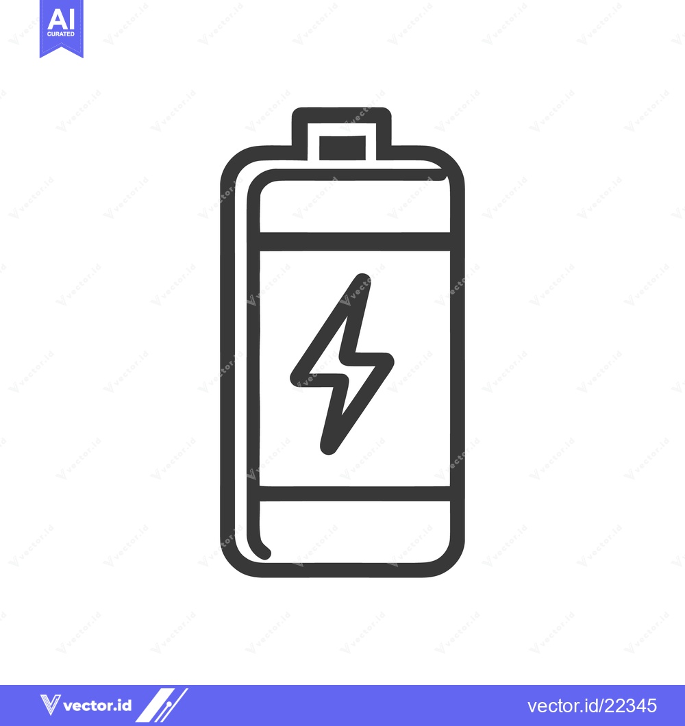 Premium Vector of Battery Icon with Lightning Bolt, Energy Symbol, Minimalist Design