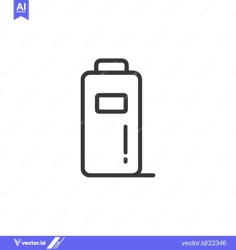 Premium Vector dari Minimalist Battery Icon with Exclamation Point, Outline Style