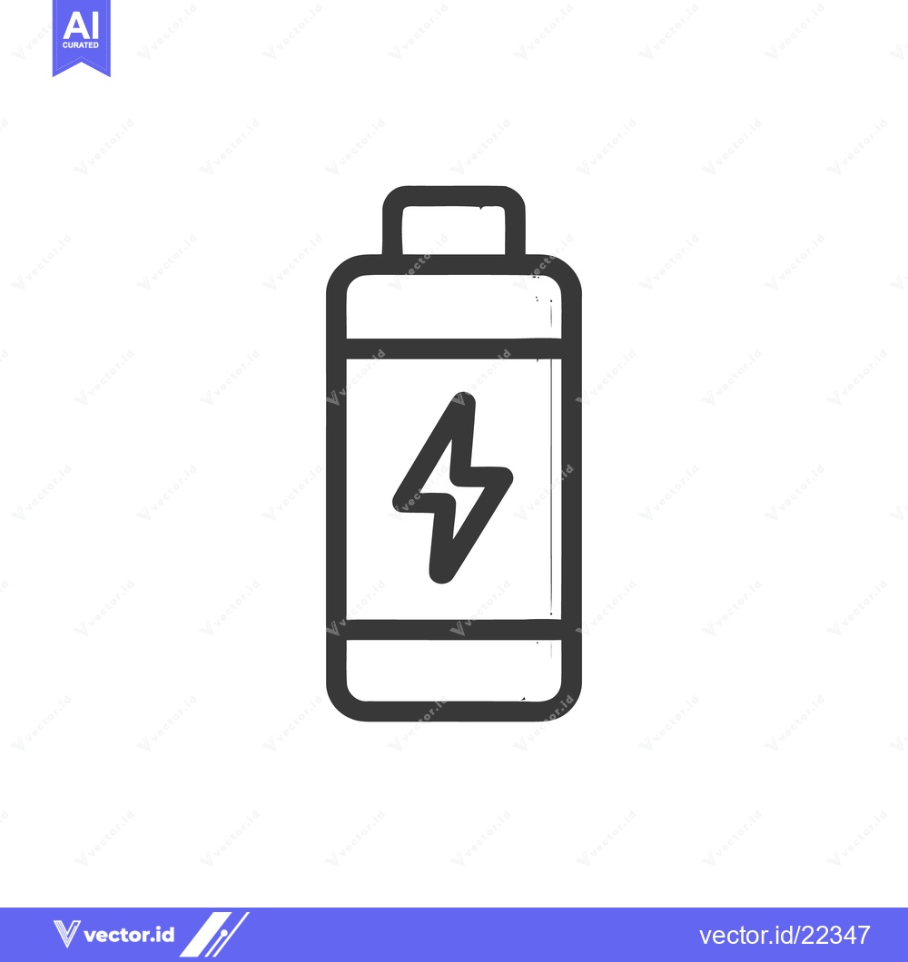 Premium Vector dari Minimalist Battery Icon with Lightning Bolt Symbol in Dark Gray