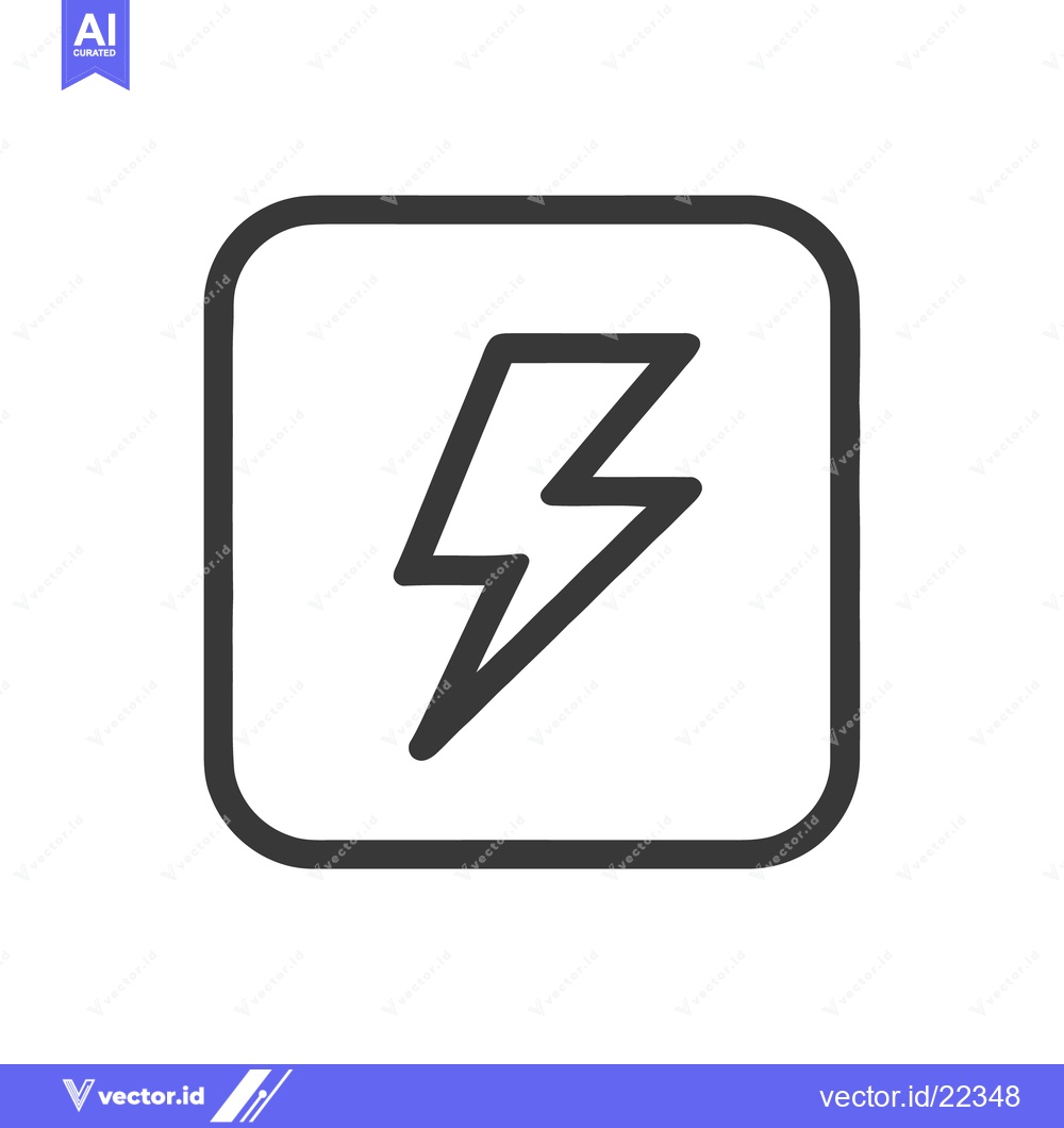 Premium Vector dari Bold Lightning Bolt Icon in Rounded Square Frame, Minimalist Design