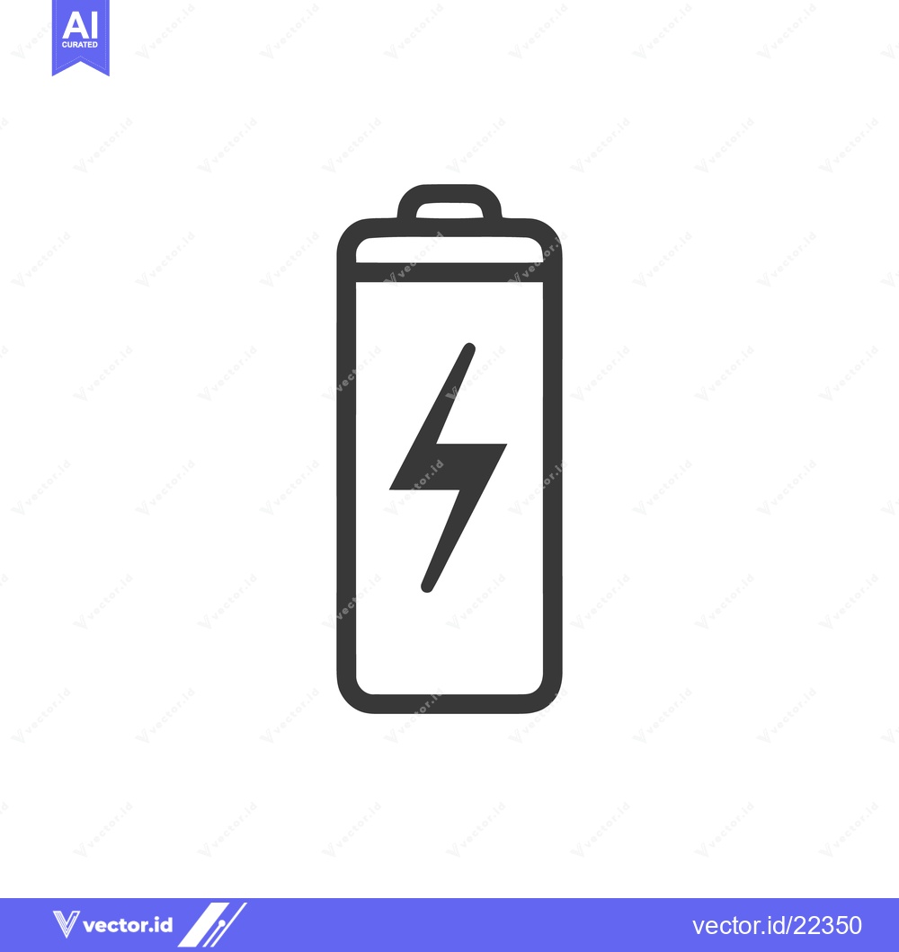 Premium Vector dari Battery Icon with Lightning Bolt Symbol, Energy Concept, Isolated on W
