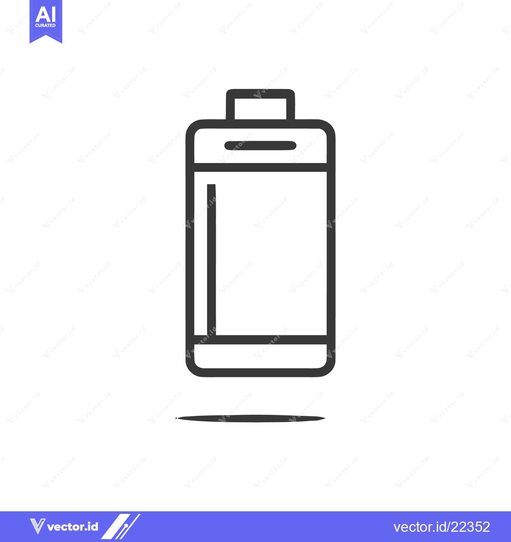 Premium Vector of Minimalist Battery Icon with Subtle Shadow on White Background