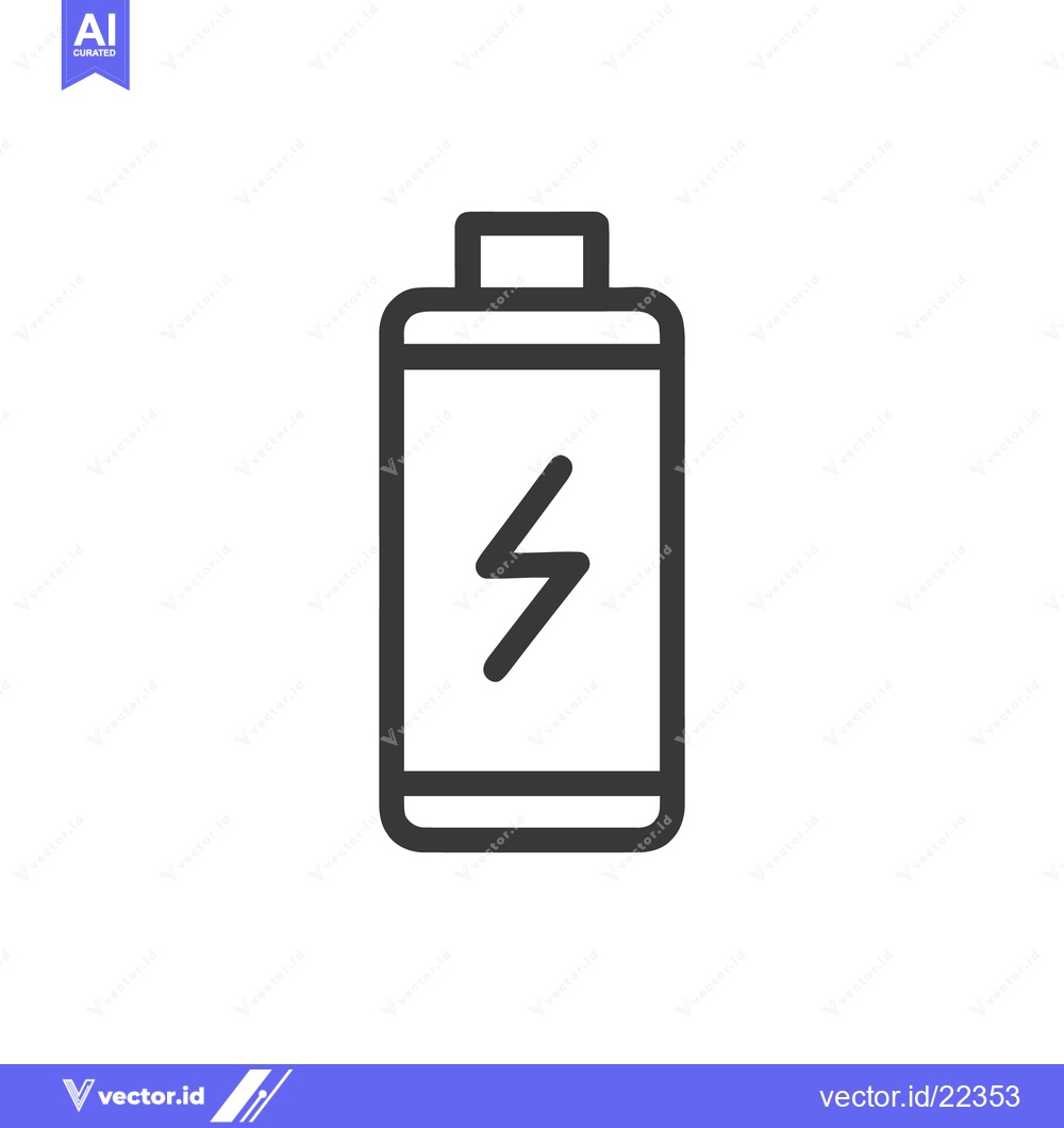 Premium Vector dari Battery Icon with Lightning Bolt Symbol, Minimalist Design on White Ba