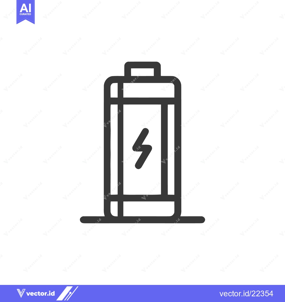 Premium Vector dari Minimalist Battery Icon with Lightning Bolt Symbol on White Background