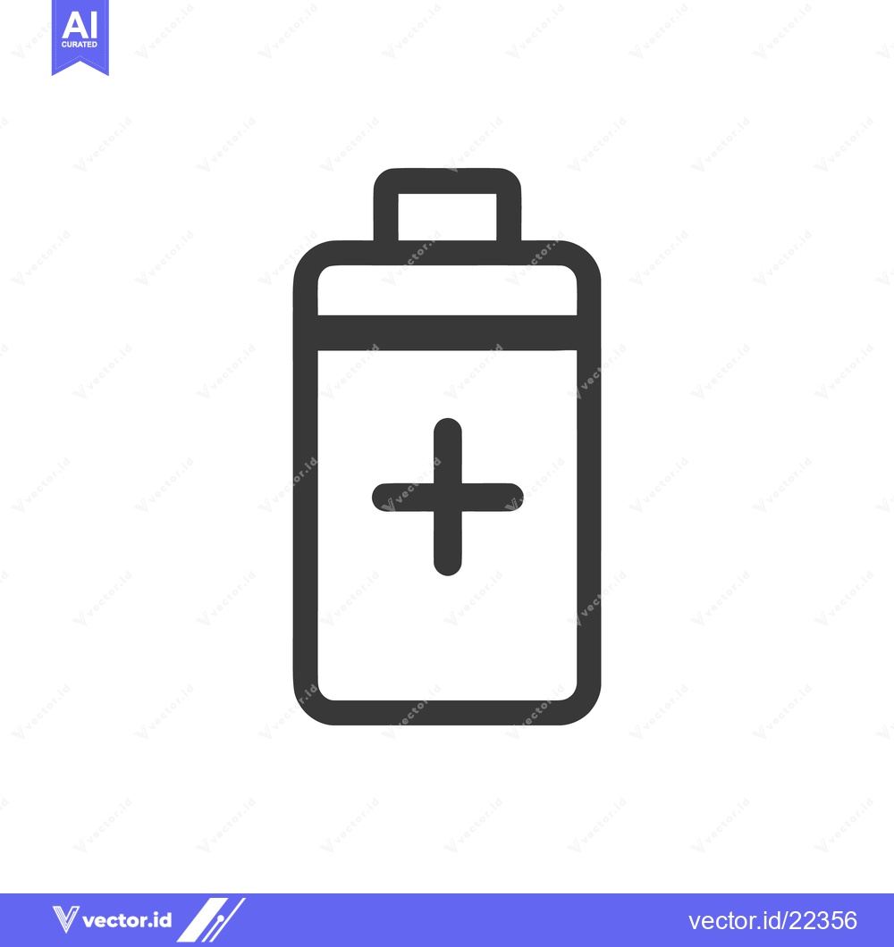 Premium Vector of Minimalist Black and White Medicine Bottle Icon with Plus Sign