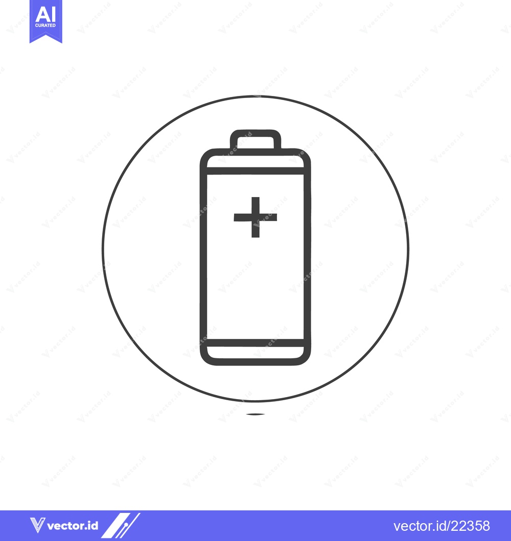 Premium Vector of Minimalist Battery Icon in Circle, Clean Energy Symbol, Black and Whit